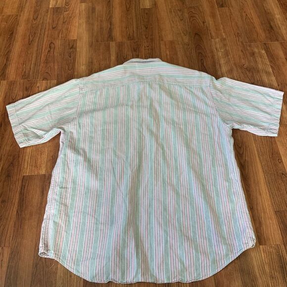 80’s Vintage Levi's Diamond Label Striped Casual Short Sleeve Button Down Shirt - Picture 5 of 8